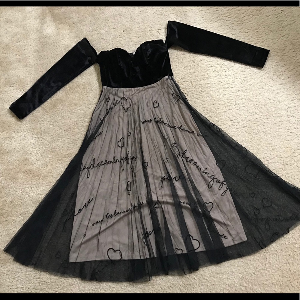 NWT ASOS Velvet Embroidered Tulle Midi Dress 4 - Picture 5 of 8